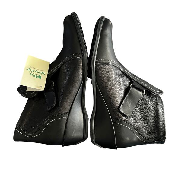 Spring Step  Black Leather Wedge Ankle Boot Andrea Bootie 38 EU 7.5 US - Picture 7 of 9